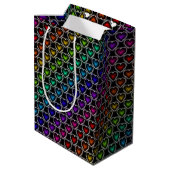 Rainbow Hearts Pattern Geschenktasche Mittlere Geschenktüte (Rückseite Schrägansicht)