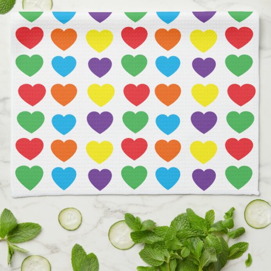 Rainbow Hearts Pattern Geschirrtuch (Gefaltet)