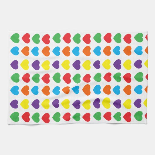 Rainbow Hearts Pattern Geschirrtuch (Horizontal)