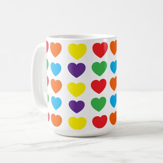 Rainbow Hearts Pattern Kaffeetasse (Vorderseite Links)