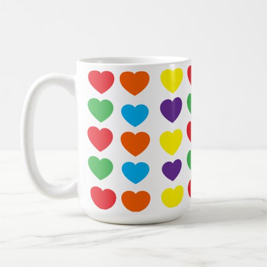 Rainbow Hearts Pattern Kaffeetasse (Links)