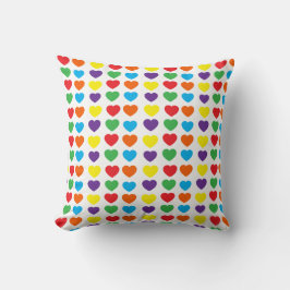 Rainbow Hearts Pattern Kissen