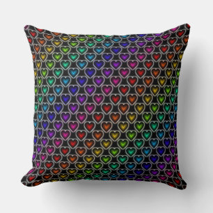 Rainbow Hearts Pattern Kissen