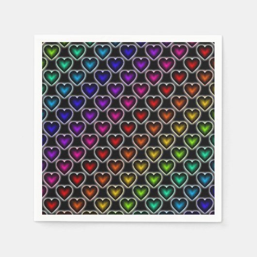 Rainbow Hearts Pattern Napkins Serviette (Vorderseite)
