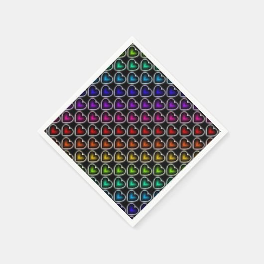 Rainbow Hearts Pattern Napkins Serviette (Ecke)