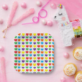 Rainbow Hearts Pattern Pappteller (Party)