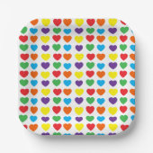 Rainbow Hearts Pattern Pappteller (Vorderseite)