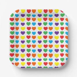 Rainbow Hearts Pattern Pappteller
