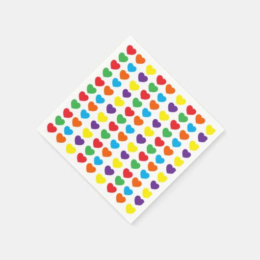 Rainbow Hearts Pattern Serviette (Ecke)