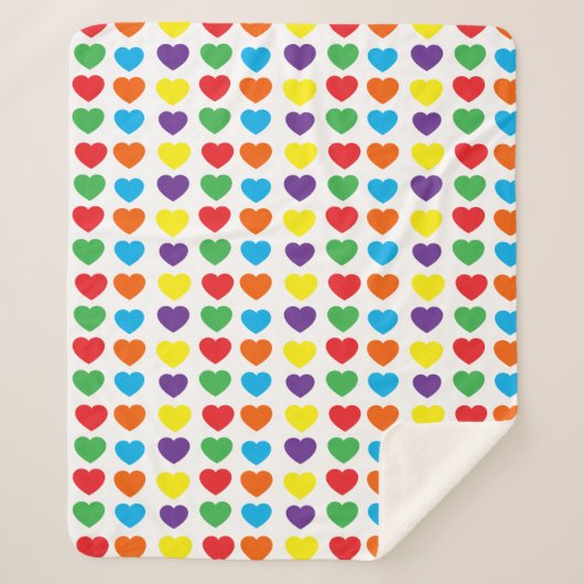 Rainbow Hearts Pattern Sherpadecke (Vorderseite)