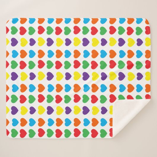Rainbow Hearts Pattern Sherpadecke (Vorderseite (Horizontal))