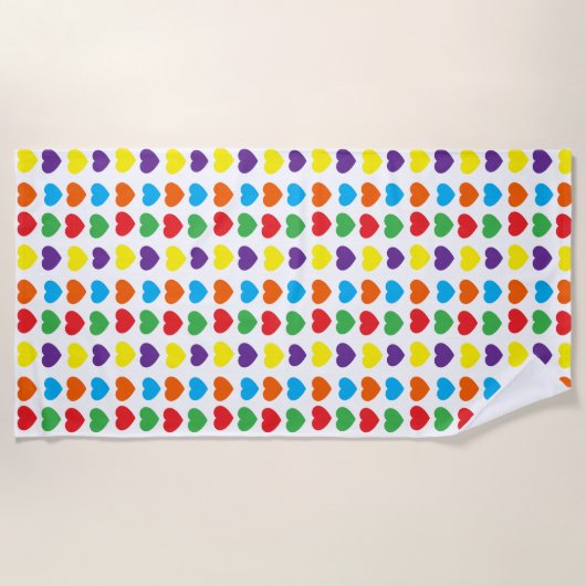 Rainbow Hearts Pattern Strandtuch (Vorderseite)
