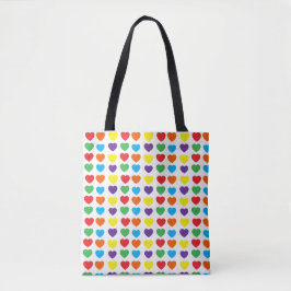 Rainbow Hearts Pattern Tasche