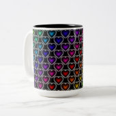 Rainbow Hearts Pattern Tasse (Vorderseite Links)