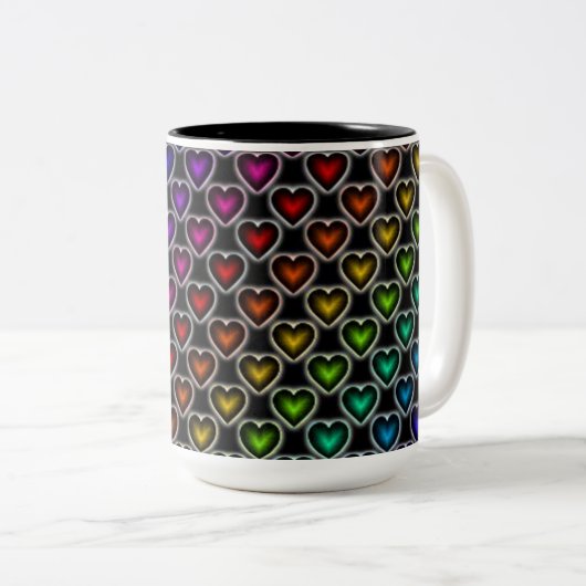 Rainbow Hearts Pattern Tasse (VorderseiteRechts)