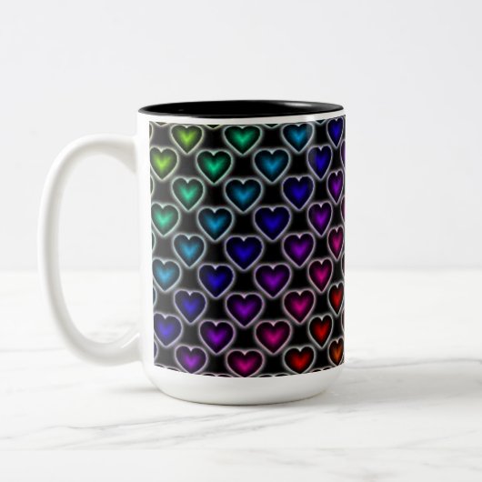 Rainbow Hearts Pattern Tasse (Links)