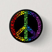 Rainbow Hearts Peace Sign Button (Vorderseite)