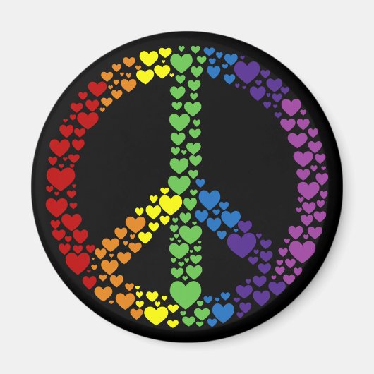 Rainbow Hearts Peace Sign Magnet (Vorne)