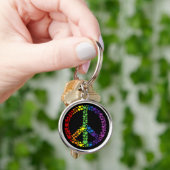 Rainbow Hearts Peace Sign Schlüsselanhänger (Hand)