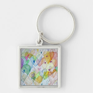 Rainbow Hearts Pendant Art Schlüsselanhänger Charm