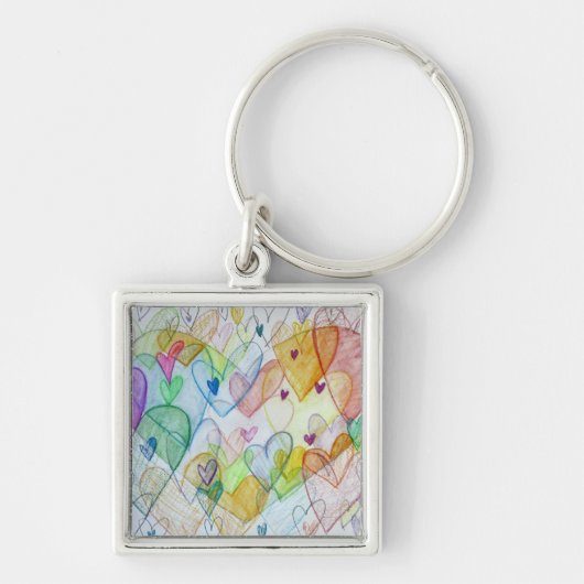 Rainbow Hearts Pendant Art Schlüsselanhänger Charm (Vorne)