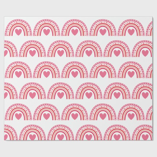 Rainbow-Hearts Pink Geschenkpapier (Flach)