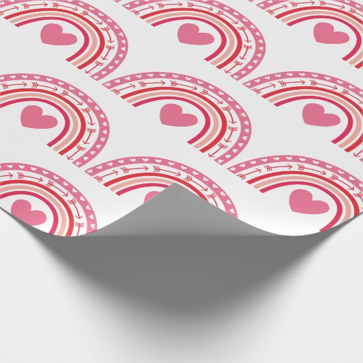 Rainbow-Hearts Pink Geschenkpapier (Ecke)