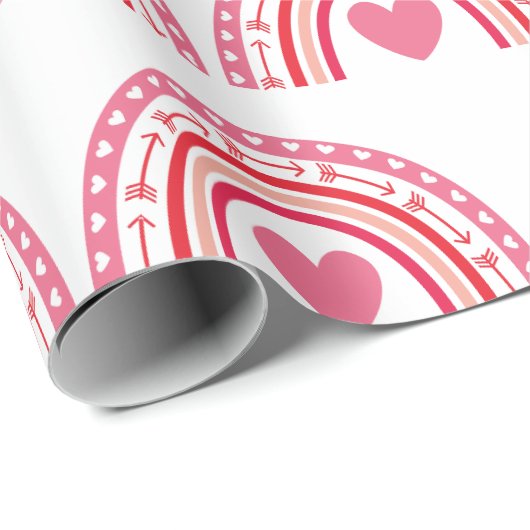 Rainbow-Hearts Pink Geschenkpapier (Rolleneckpunkt)