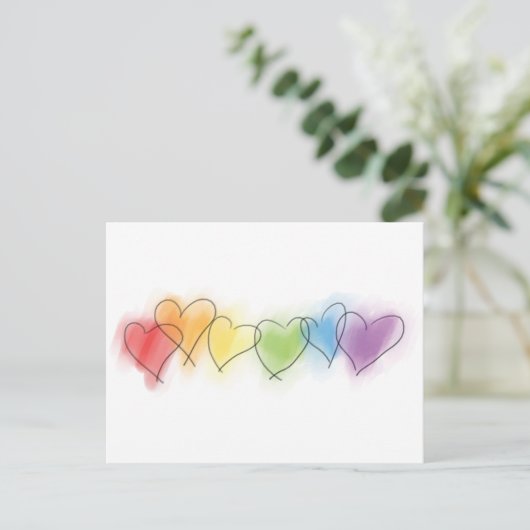 Rainbow-Hearts Postkarte (Stehend Vorderseite)
