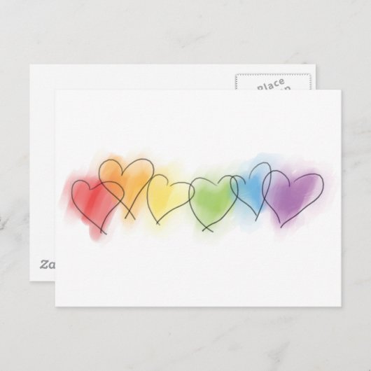Rainbow-Hearts Postkarte (Vorne/Hinten)