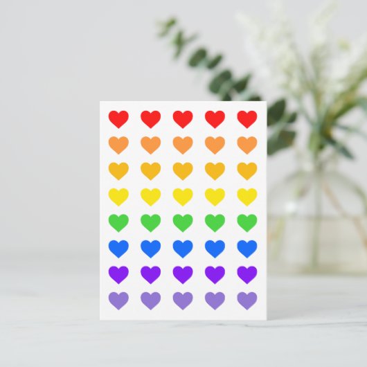 Rainbow Hearts Postkarte (Stehend Vorderseite)