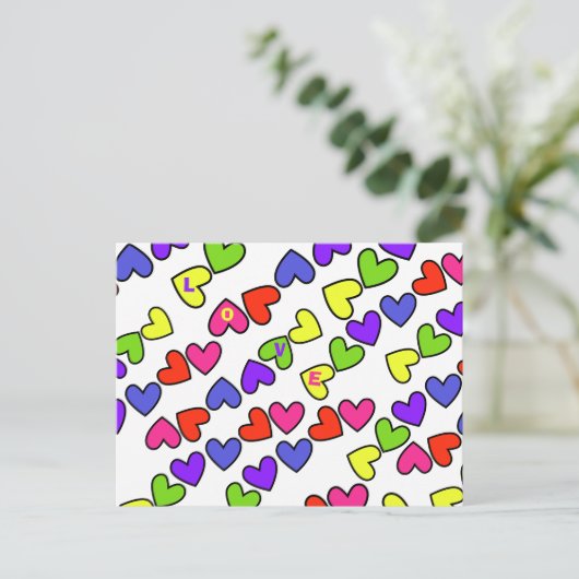 Rainbow Hearts Postkarte (Stehend Vorderseite)