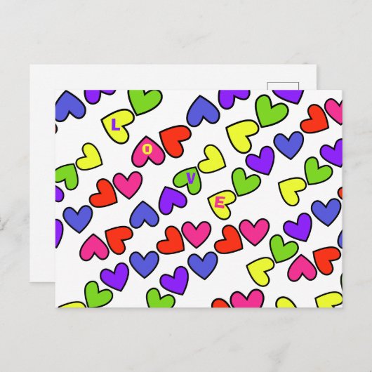 Rainbow Hearts Postkarte (Vorne/Hinten)