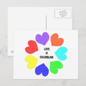 Rainbow Hearts Postkarte der interrassischen Liebe (Vorne/Hinten)