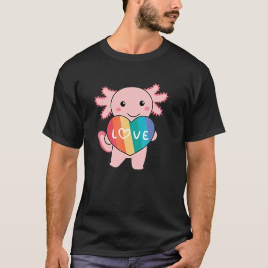 Rainbow Hearts Pride Lgbtq Cute Animals Axolotl T-Shirt (Vorderseite)