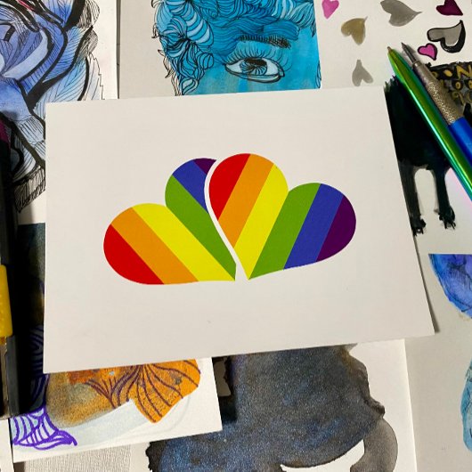 Rainbow Hearts Pride Postcard - LGBTQ+ Liebe & Equ