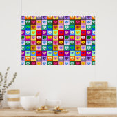 Rainbow Hearts Quadrate Poster (Küche)