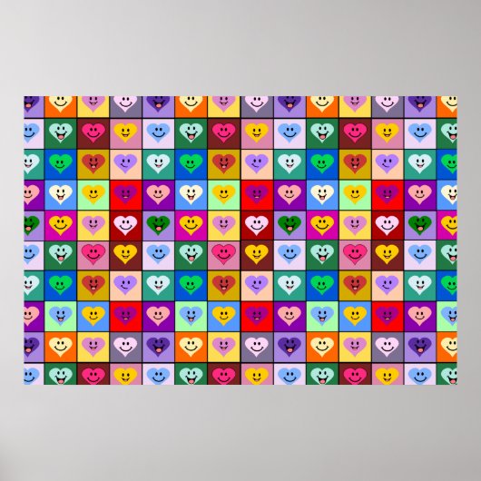 Rainbow Hearts Quadrate Poster (Vorne)