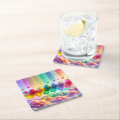 Rainbow Hearts Rechteckiger Pappuntersetzer (Vor Ort)