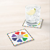 Rainbow Hearts Rechteckiger Pappuntersetzer (Vor Ort)