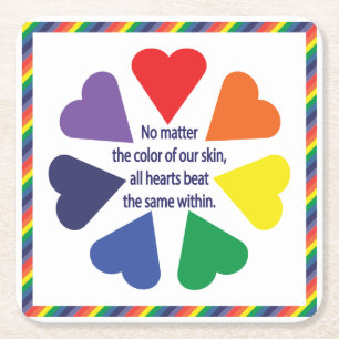 Rainbow Hearts Rechteckiger Pappuntersetzer