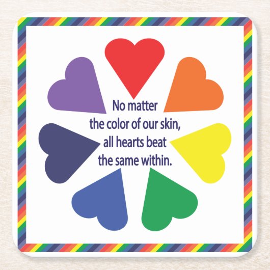 Rainbow Hearts Rechteckiger Pappuntersetzer (Vorderseite)