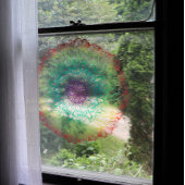 Rainbow Hearts Retro Mandala Fensteraufkleber