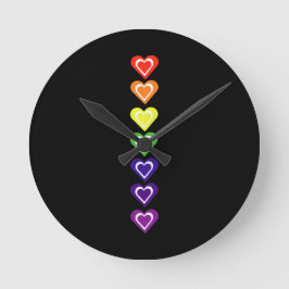 Rainbow hearts runde wanduhr