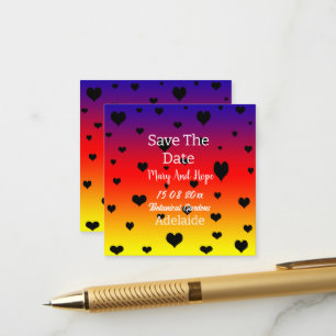 Rainbow Hearts Save the Date Gay Wedding, Begleitkarte