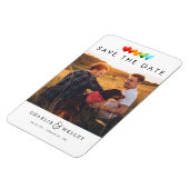 Rainbow Hearts Save the Date mit Foto Magnet (Linke Seite)