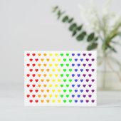 Rainbow Hearts Save the Date Postkarte (Stehend Vorderseite)