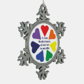 Rainbow Hearts Schneeflocken Zinn-Ornament (Links)