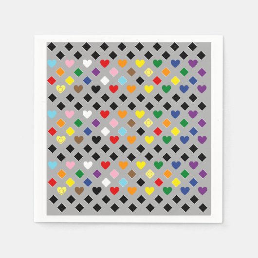 Rainbow Hearts Serviette (Vorderseite)