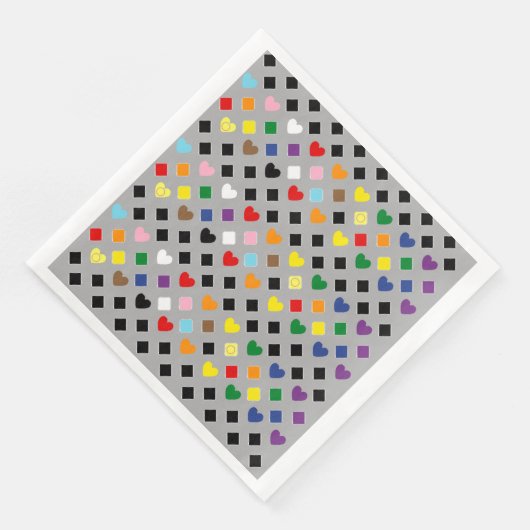 Rainbow Hearts Serviette (Ecke)